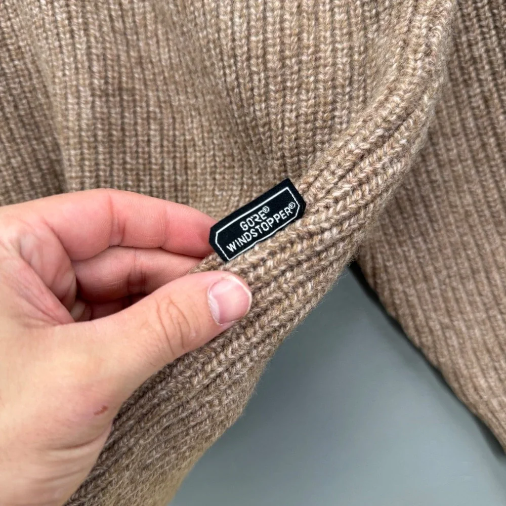 L.L.Bean Waterfowl 1/4 Zip Sweater Brown Merino Lambswool Gore Windstopper Large